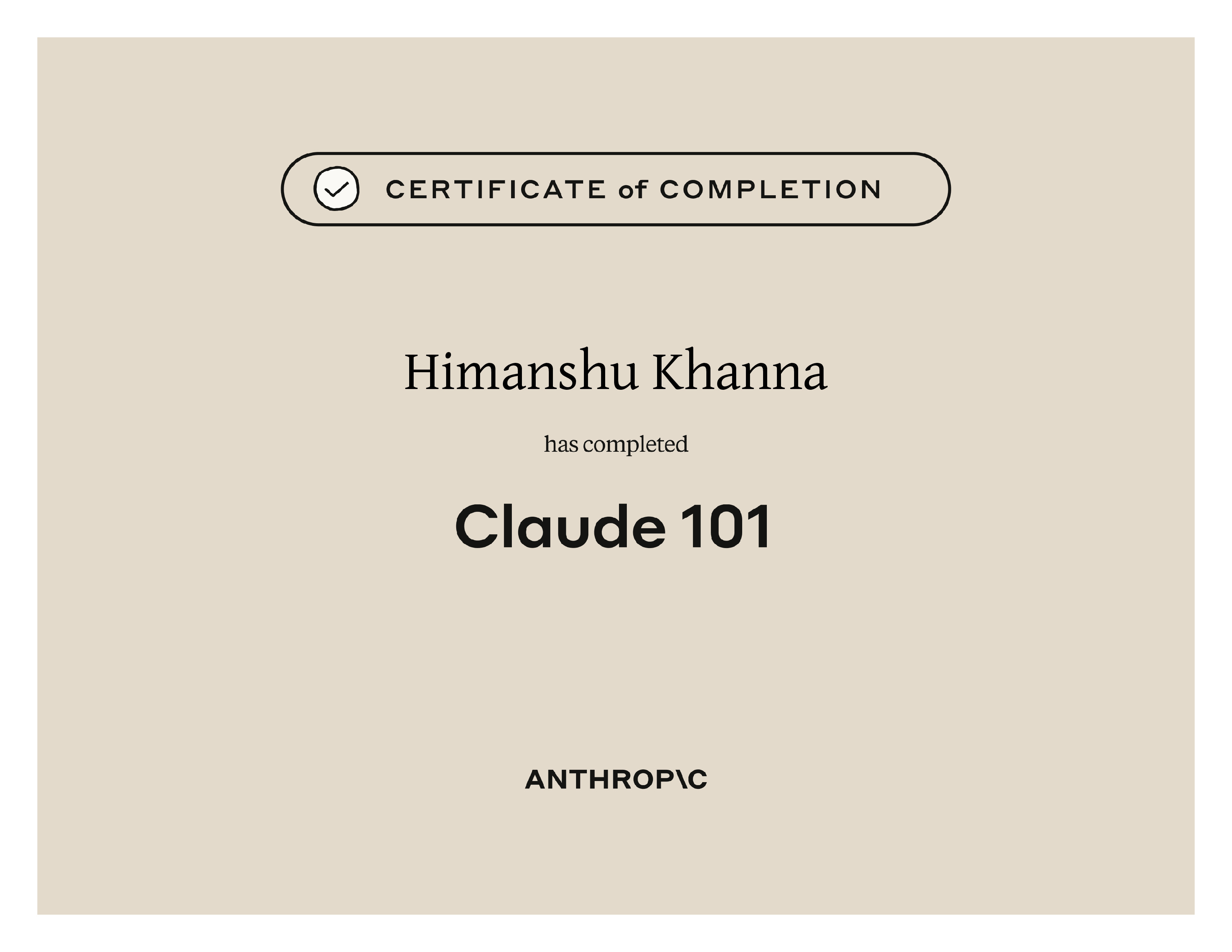 Claude 101 Certificate
